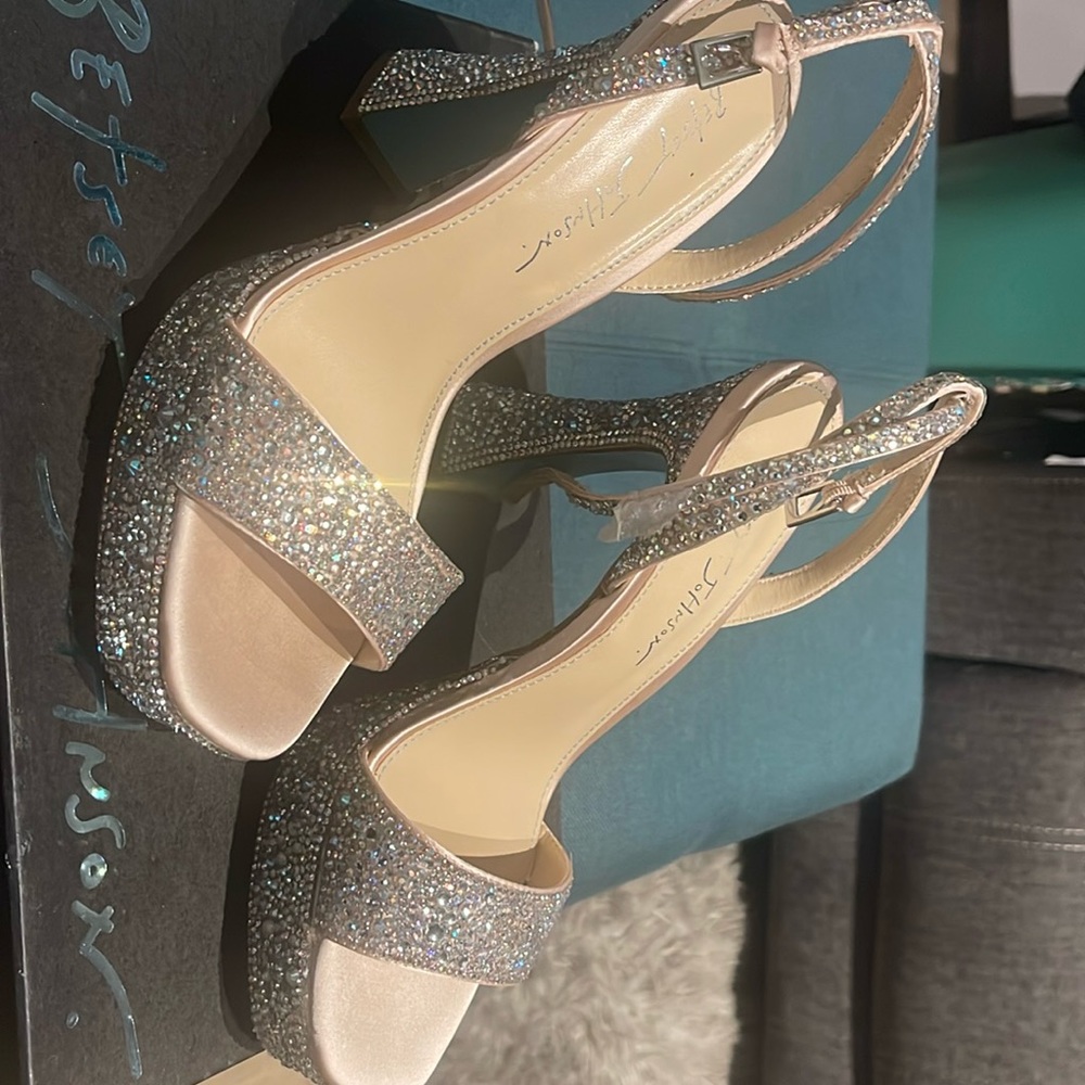 Rhinestone Betsey Johnson wedge pumps